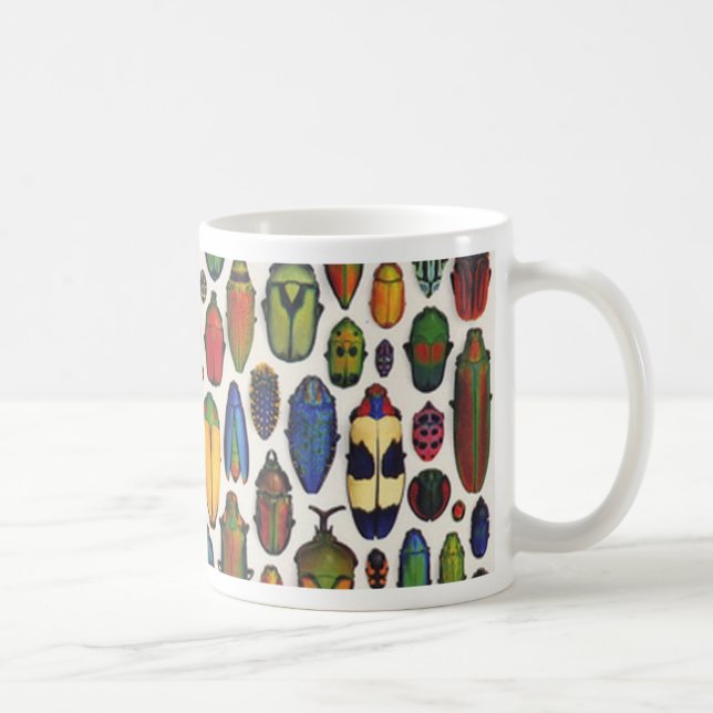 Caneca De Café Besouros Ilustrados Coloridos (Direita)