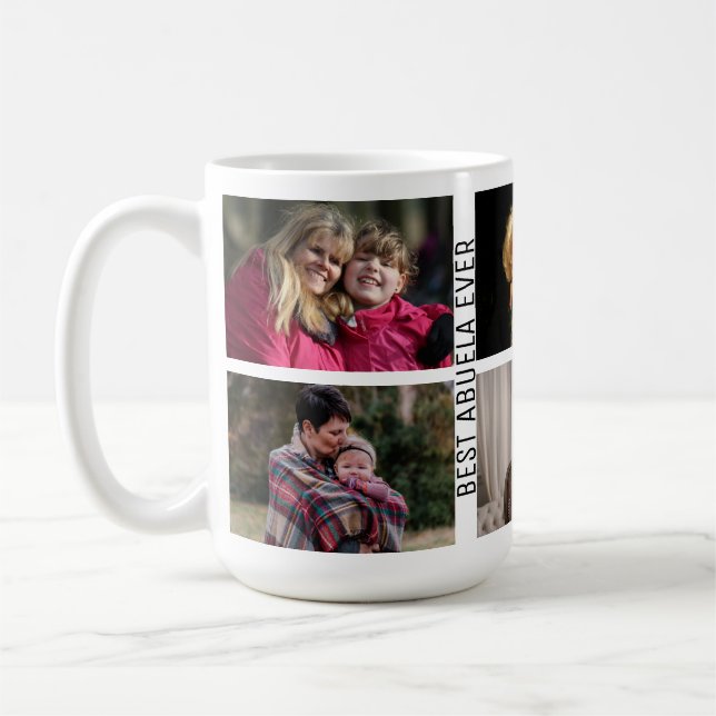 Caneca De Café Best Abuela Ever 6 Foto Personalizada Collage Avó (Esquerda)