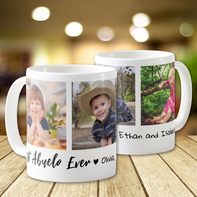 Caneca De Café Best Abuelo Ever Grandchildren 3 Photo Collage   (Criador carregado)