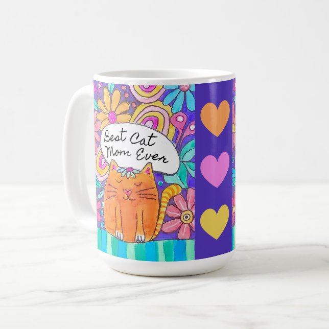 Caneca De Café Best Cat Mom Ever Cat Lover Gift Mug (Frente Esquerda)