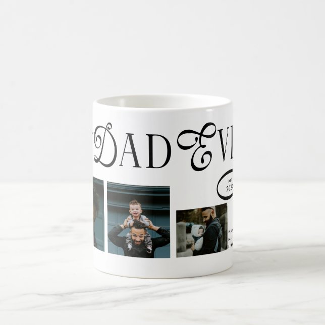 Caneca De Café  Best Dad Ever 3 Photo Modern Fathers Day Gifts (Centro)