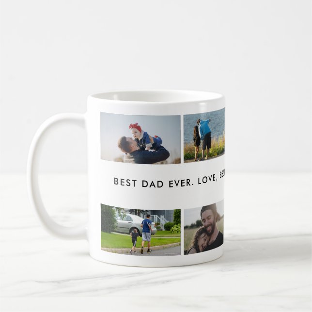 Caneca De Café Best Dad Ever Custom Photo Collage (Esquerda)