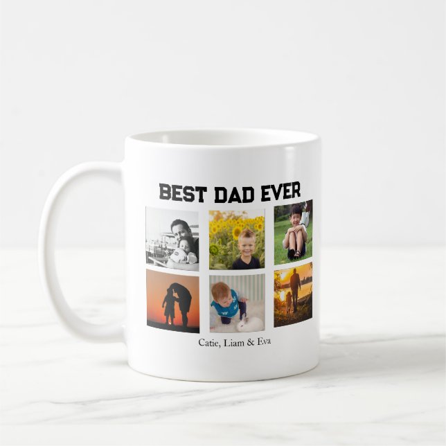 Caneca De Café Best Dad Ever Customizable name and images (Esquerda)