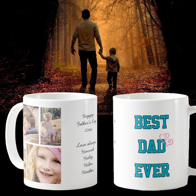 Caneca De Café Best Dad Ever Father's Day or Any Occasion Photo (Center cursive text is fully editable making this the perfect Dad gift for any occasion.)