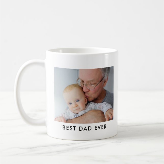 Caneca De Café Best Dad Ever Full Photo Personalized Coffee Mug (Esquerda)