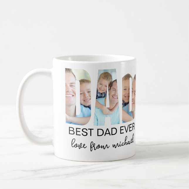 Caneca De Café Best Dad Ever Photo Letter (Esquerda)
