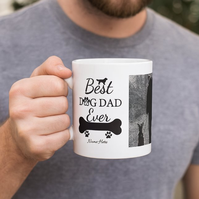 Caneca De Café Best Dog Dad Ever Personalized Photo (Criador carregado)