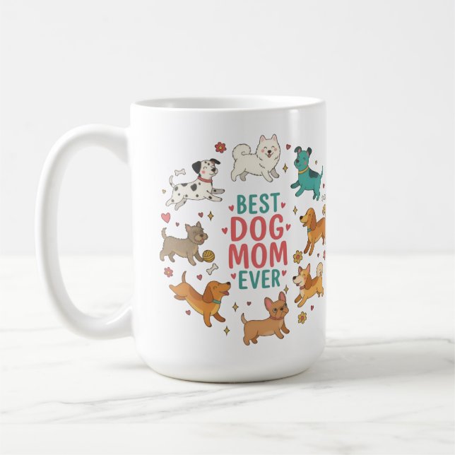 Caneca De Café Best Dog Mom Ever Pet Mom Giftful Mug (Esquerda)