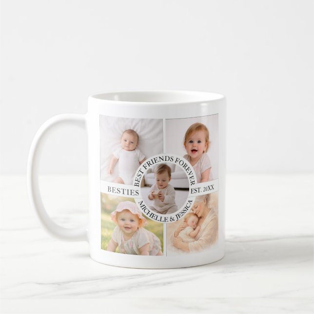 Caneca De Café Best Friends Ever Photo Collage | Custom Bestie (Esquerda)