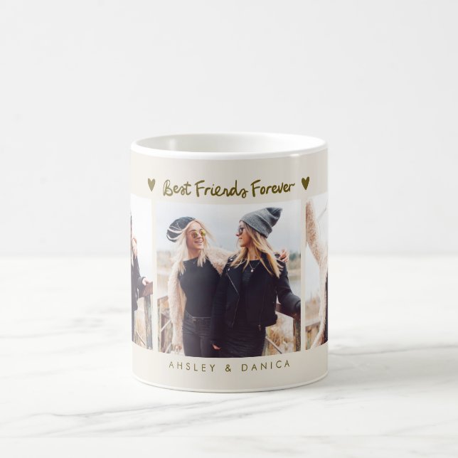 Caneca De Café Best Friends Forever Photo Multi Photo Cream (Centro)