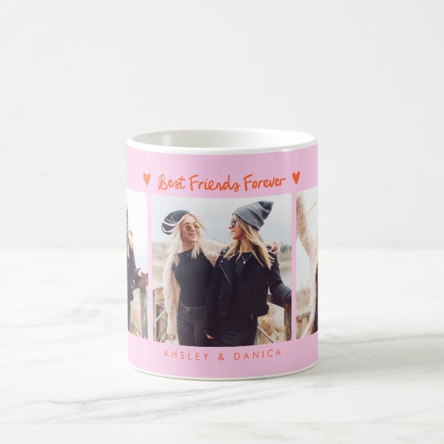 Caneca De Café Best Friends Forever Photo Multi Photo Orange Pink (Centro)