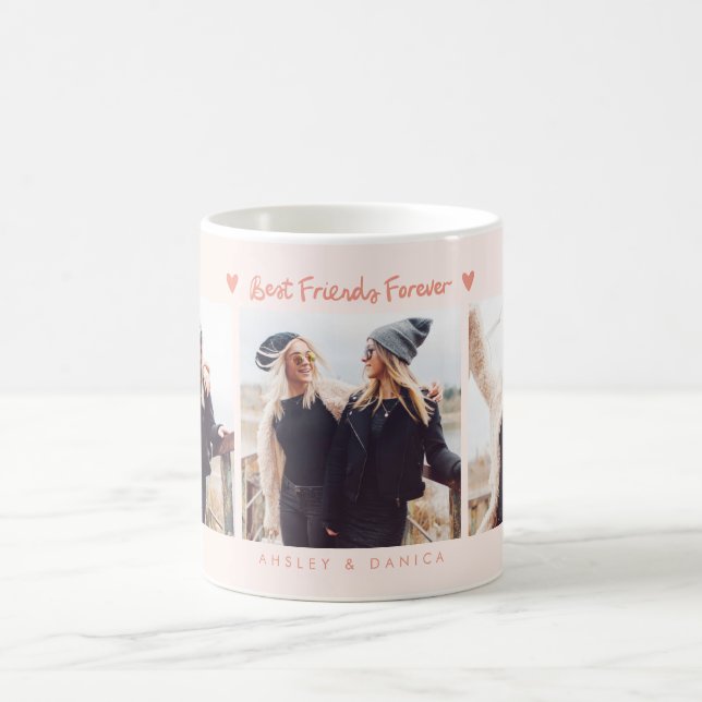 Caneca De Café Best Friends Forever Photo Multi Photo Peach  (Centro)