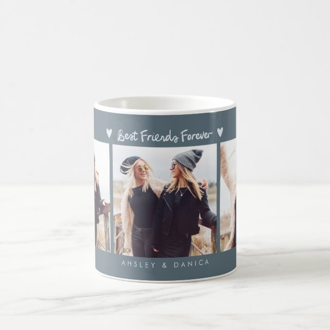 Caneca De Café Best Friends Forever Photo Multi Photo Slate Blue (Centro)