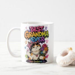 Caneca De Café Best Grandma Ever Cat Happy Grandparents Day Graff