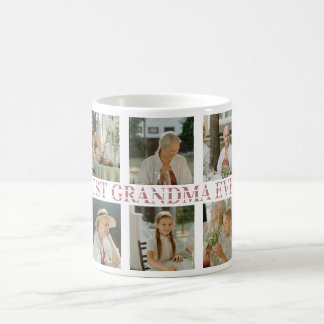 Caneca De Café Best Grandma Ever Photo Collage – Gift with Hearts