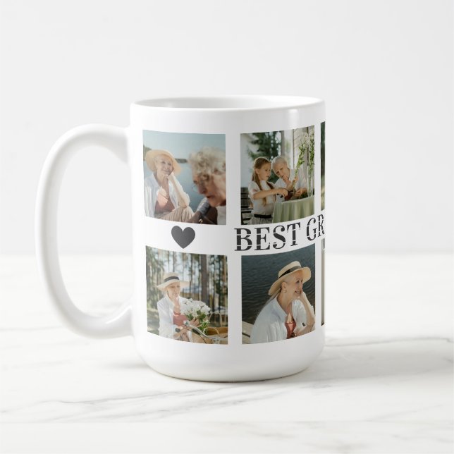 Caneca De Café Best Grandma Ever Photo Collage – Gift with Hearts (Esquerda)
