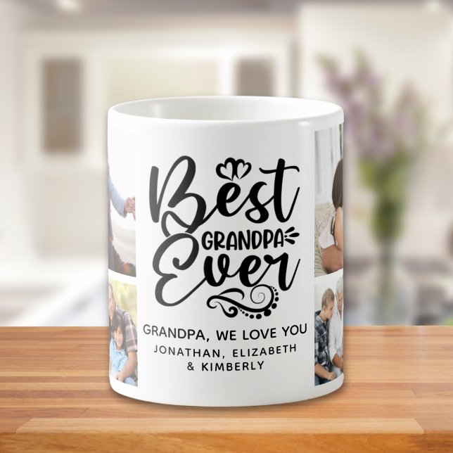 Caneca De Café Best Grandpa Ever Cute Photo Collage for Grandpa (Criador carregado)