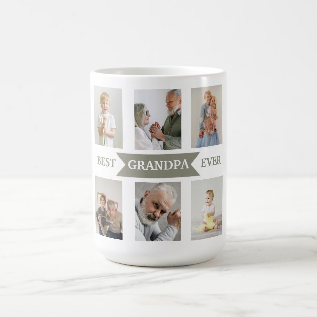 Caneca De Café Best Grandpa Ever – Personalized Photos Mug (Centro)