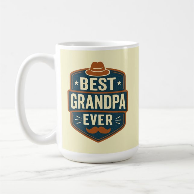 Caneca De Café Best grandpa ever retro badge (Esquerda)