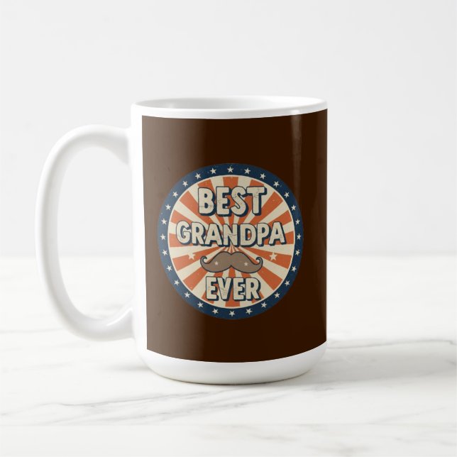 Caneca De Café Best grandpa ever retro badge (Esquerda)