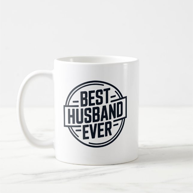Caneca De Café Best Husband Ever Badge Design (Esquerda)
