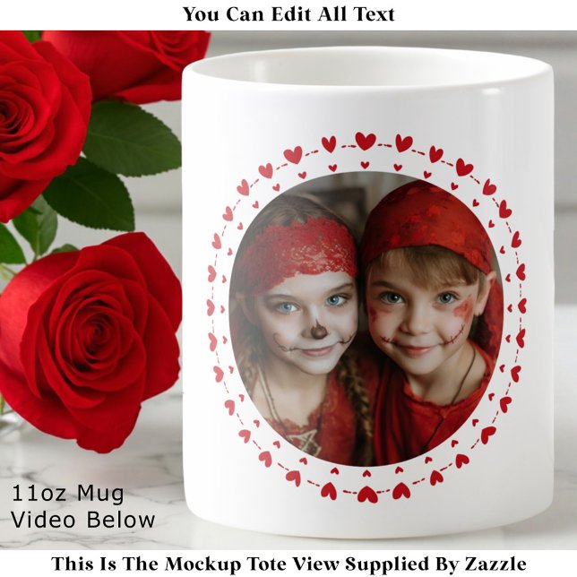 Caneca De Café Best Mom / Dad Ever, Photo & Red Hearts, Modern  (Criador carregado)