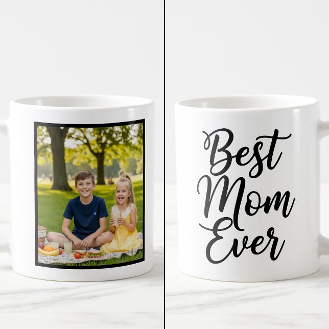 Caneca De Café Best Mom Ever Black and White 1 Photo Keepsake (Criador carregado)