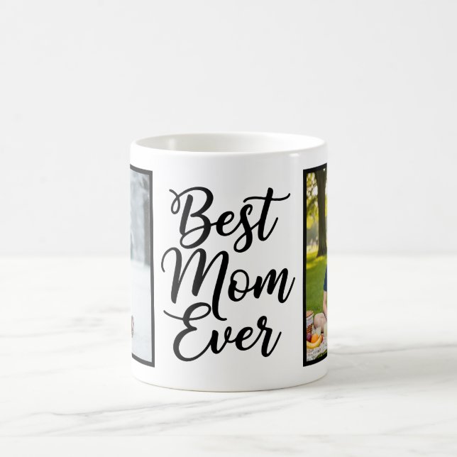 Caneca De Café Best Mom Ever Black and White 2 Photo Keepsake (Centro)