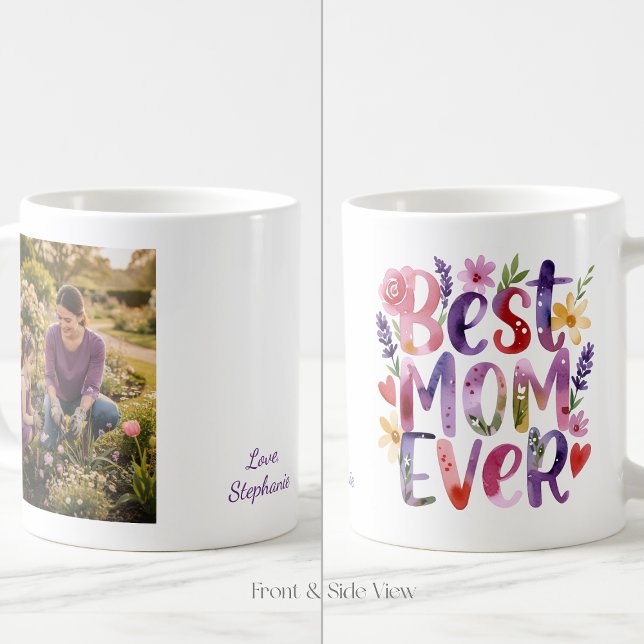 Caneca De Café Best Mom Ever Colorful Flowers Mug (Criador carregado)