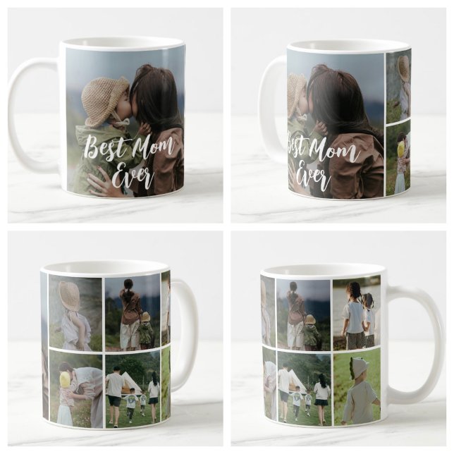 Caneca De Café Best Mom Ever Custom Photo Collage (Criador carregado)