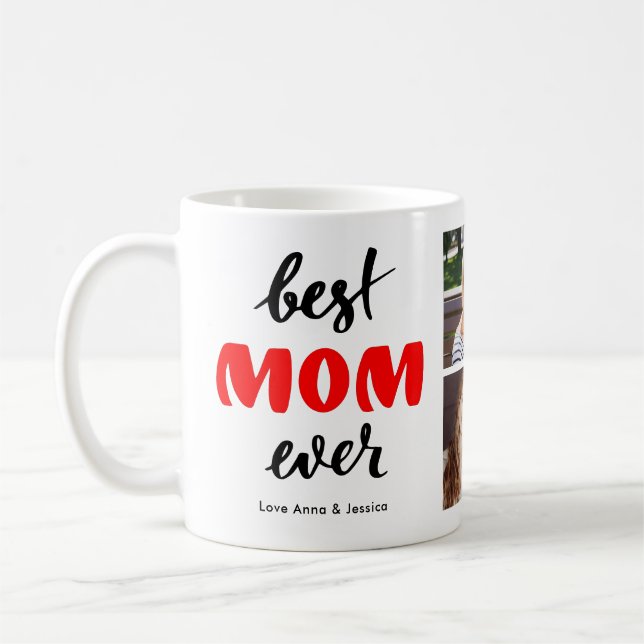Caneca De Café Best Mom Ever Custom Photo Collage Mother's Day (Esquerda)