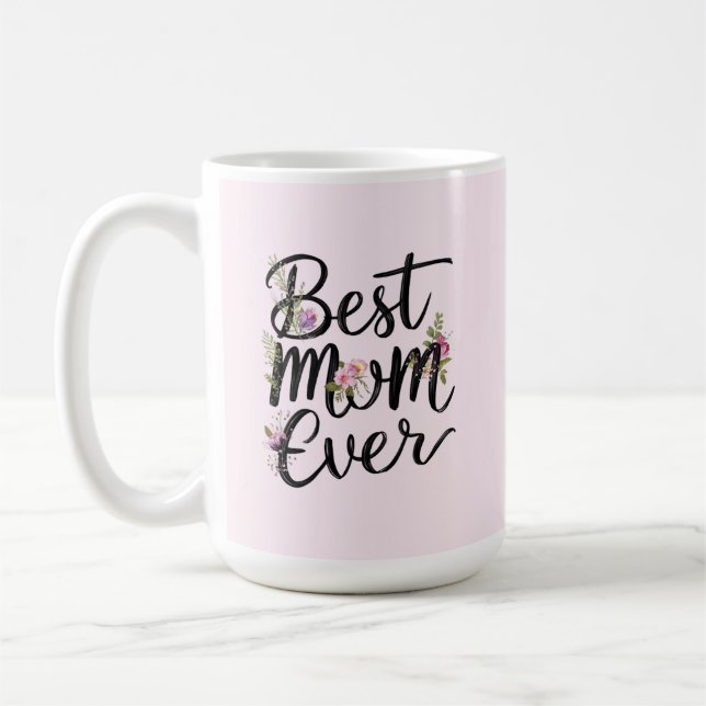 Caneca De Café Best mom ever floral design  (Esquerda)