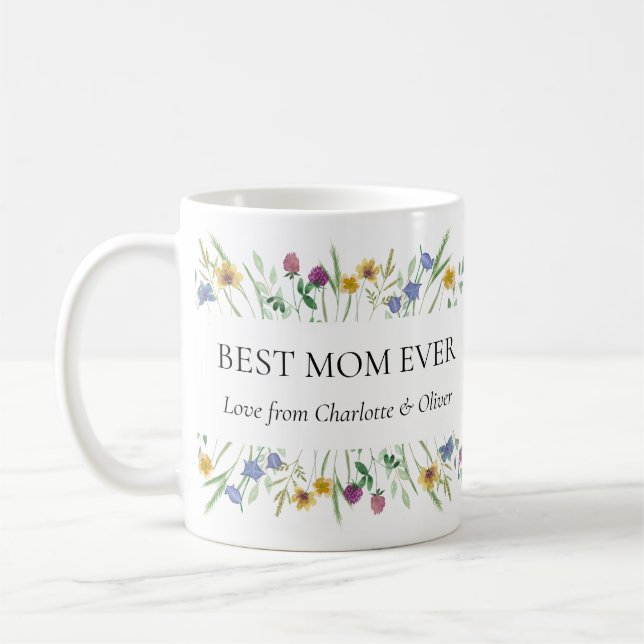 Caneca De Café Best Mom Ever Floral Mother's Day  (Esquerda)