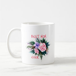 Caneca De Café Best mom ever flower