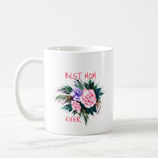 Caneca De Café Best mom ever flower (Esquerda)