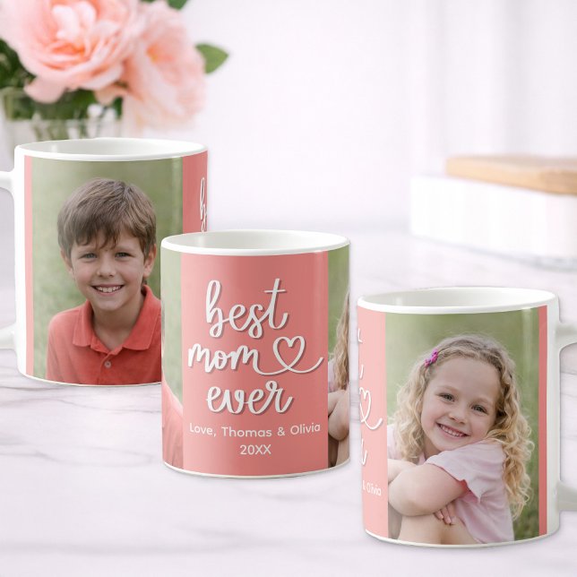 Caneca De Café Best Mom Ever Personalized Photo Mug Gift (Full wrap design)
