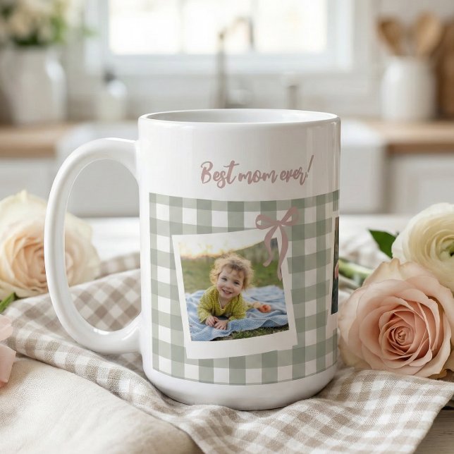 Caneca De Café Best Mom Ever Photo Collage (Criador carregado)