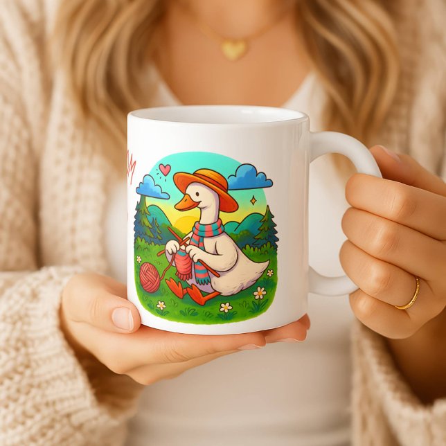 Caneca De Café Best Mum Cute Knitting Goose Coffee Mug (Criador carregado)
