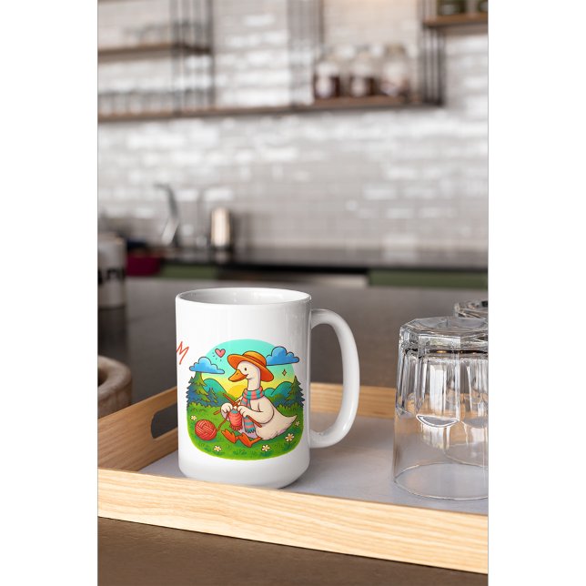 Caneca De Café Best Mum Cute Knitting Goose Coffee Mug (Criador carregado)