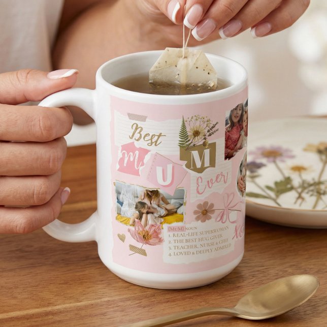 Caneca De Café Best Mum Ever Scrapbook Photo Collage Gift for Mum (Best Mum Ever Scrapbook Photo Collage Gift for Mum Coffee Mug)