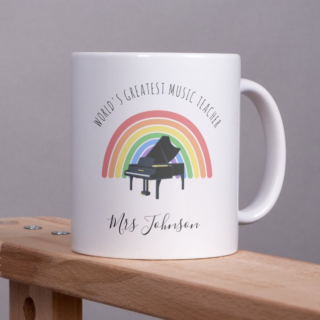 Caneca De Café Best Music Teacher Rainbow Custom Thank you Gift (Criador carregado)