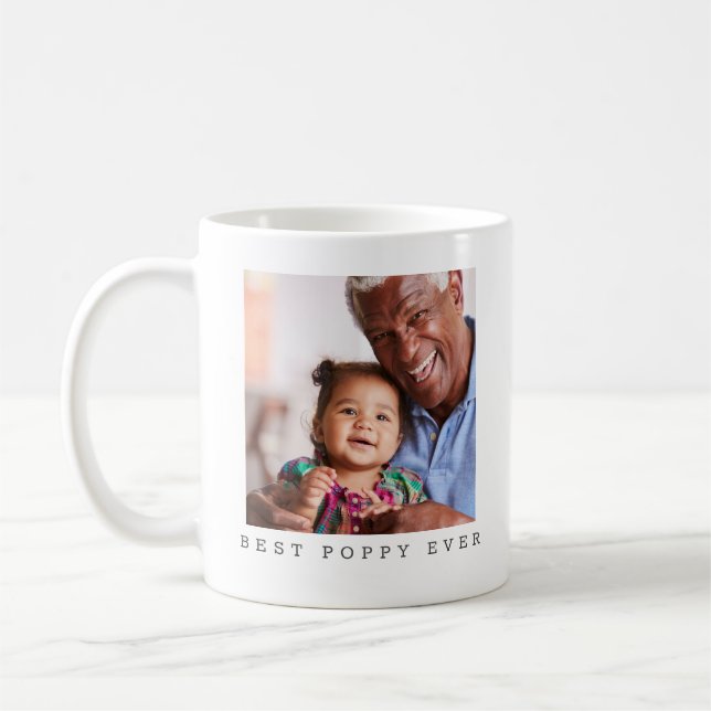 Caneca De Café Best Poppy Ever Two Photo Personalized Grandfather (Esquerda)