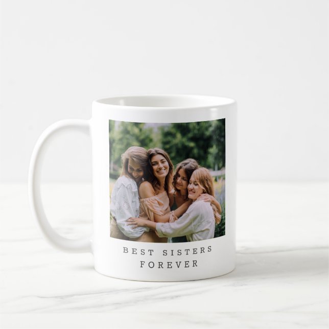 Caneca De Café Best Sisters Forever Custom Photo Personalized  (Esquerda)