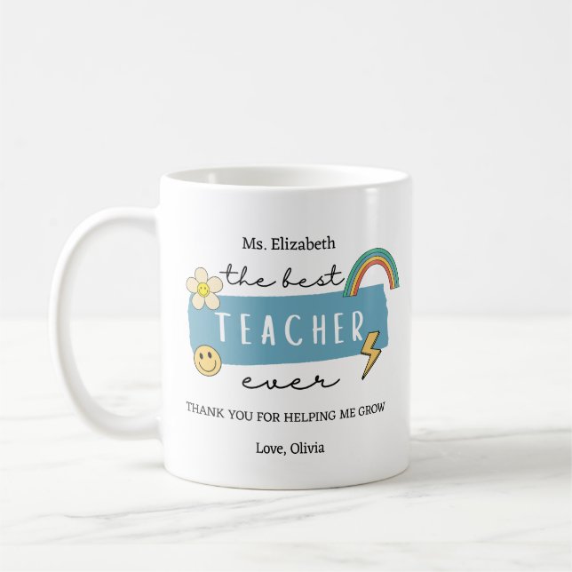 Caneca De Café Best Teacher Ever Custom Teacher Appreciation Gift (Esquerda)