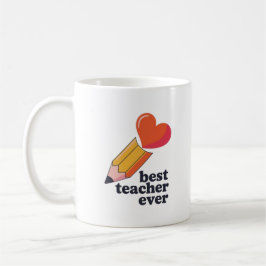 Caneca De Café Best Teacher Ever Cute Pencil Heart Coffee Mug Tea