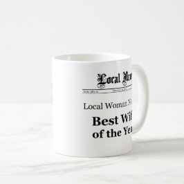 Caneca De Café Best Wife of The Year Newspaper Front Mug