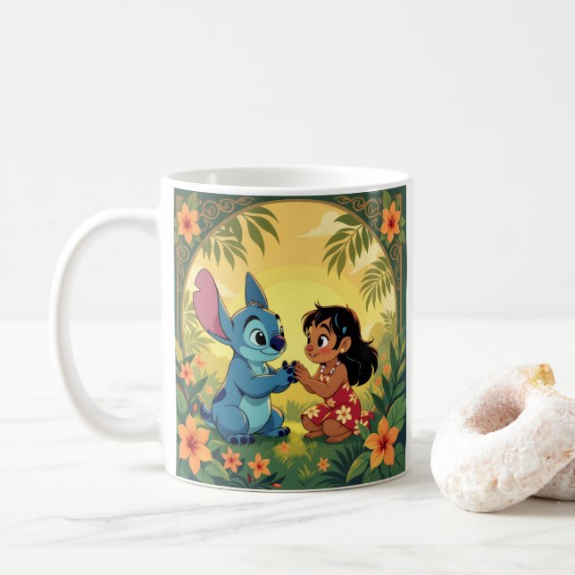 Caneca De Café Beste Freunde fürs Leben – Lilo & Stitch   (Com Donut)