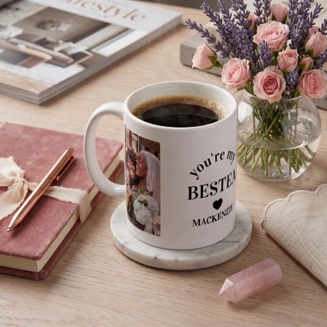 Caneca De Café Bestea Personalizado (melhor amiga + chá) texto 2  (Personalized Bestea (bestie + tea) text 2 photos Coffee Mug
by Ricaso. BFF friends forever)