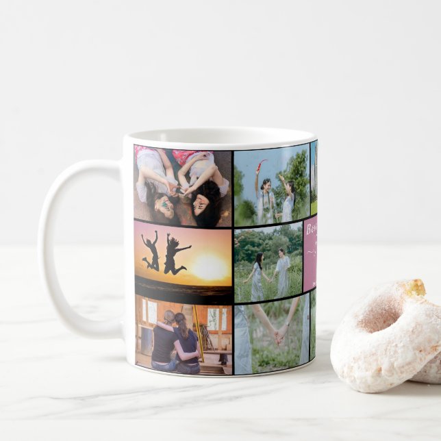 Caneca De Café "Bestie Forever! 14-Photo Collage Coffee Mug" (Com Donut)