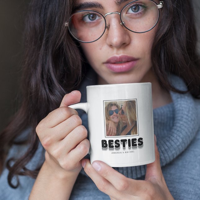 Caneca De Café Besties Amizade Colagem de Fotos BFF Coffee Mug (Criador carregado)